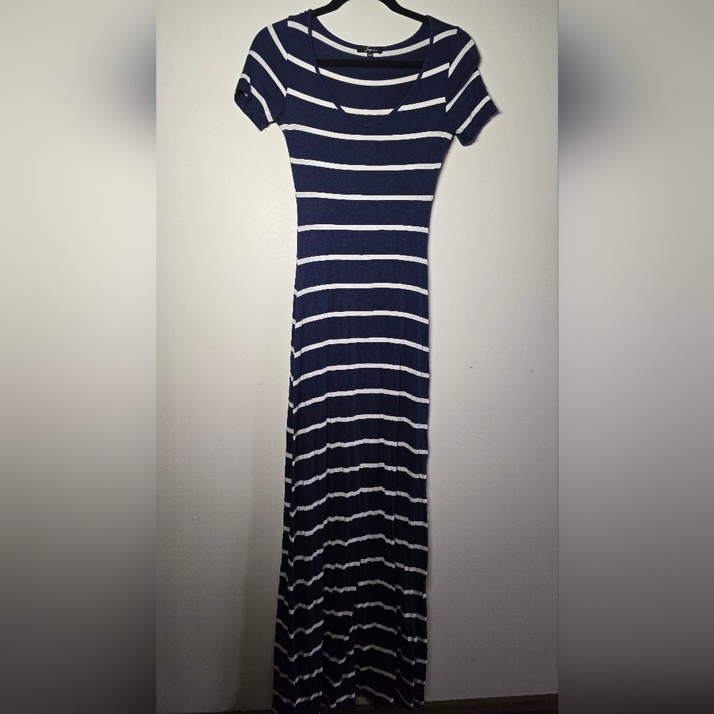Navy and White Striped Maxi Dress